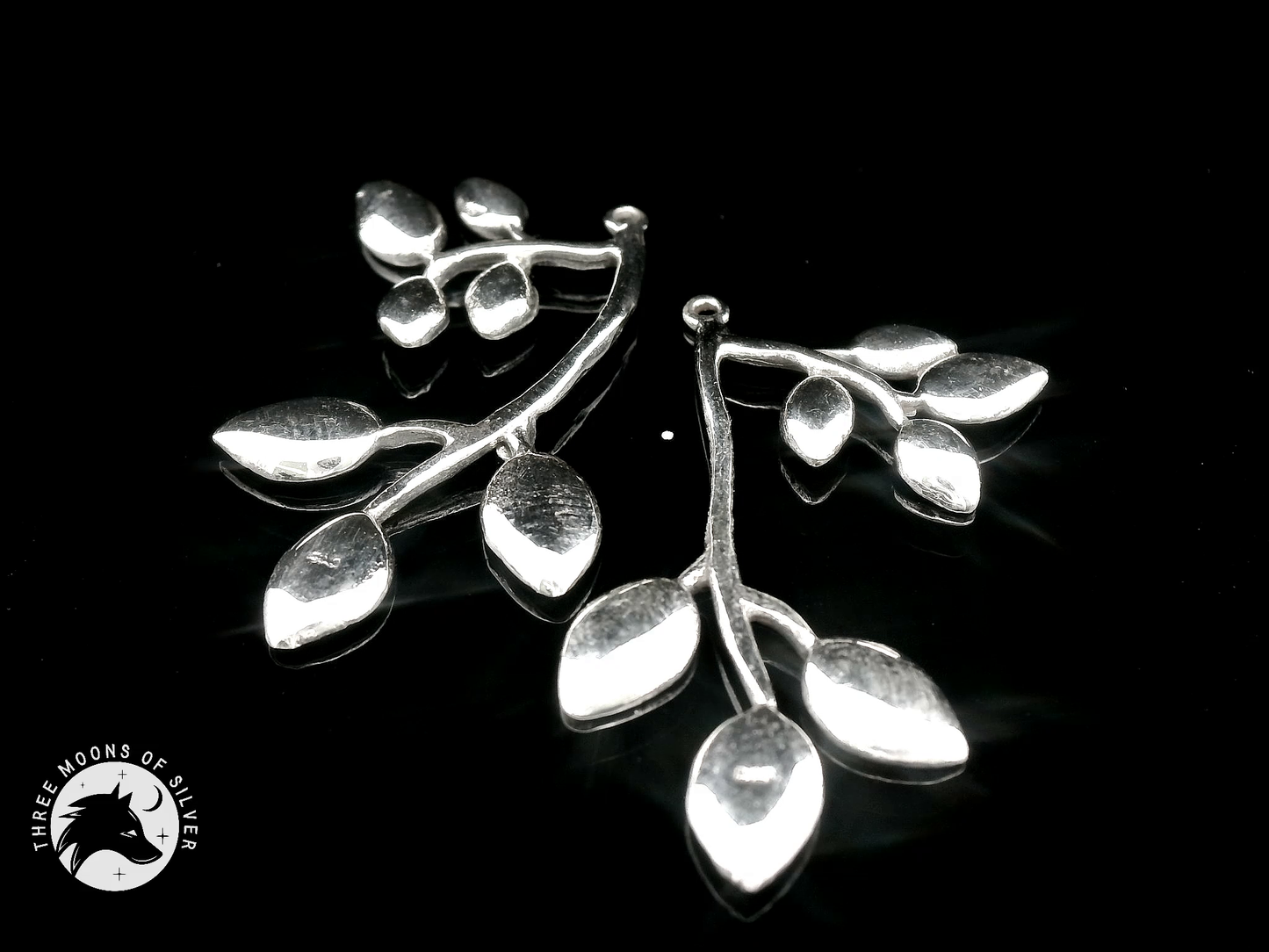 Silver Nature Leaf Earrings 28mm