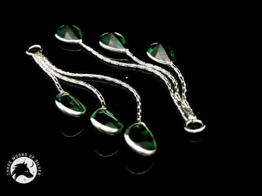 Elegant Green Stone Dangle Earrings 51mm