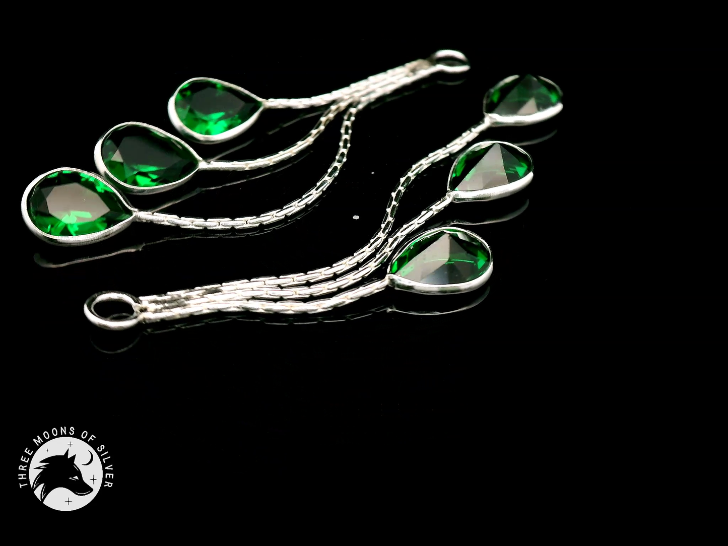 Elegant Green Stone Dangle Earrings 51mm