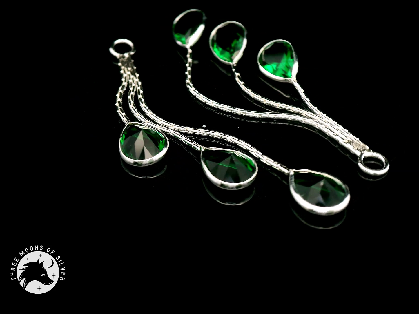 Elegant Green Stone Dangle Earrings 51mm