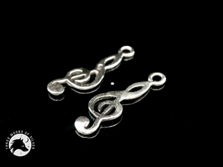 Elegant Silver Treble Clef Drop Earrings 19mm