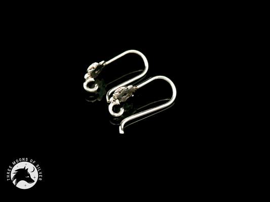 Silver Fish Hook Earrings with Red Flower 14mm