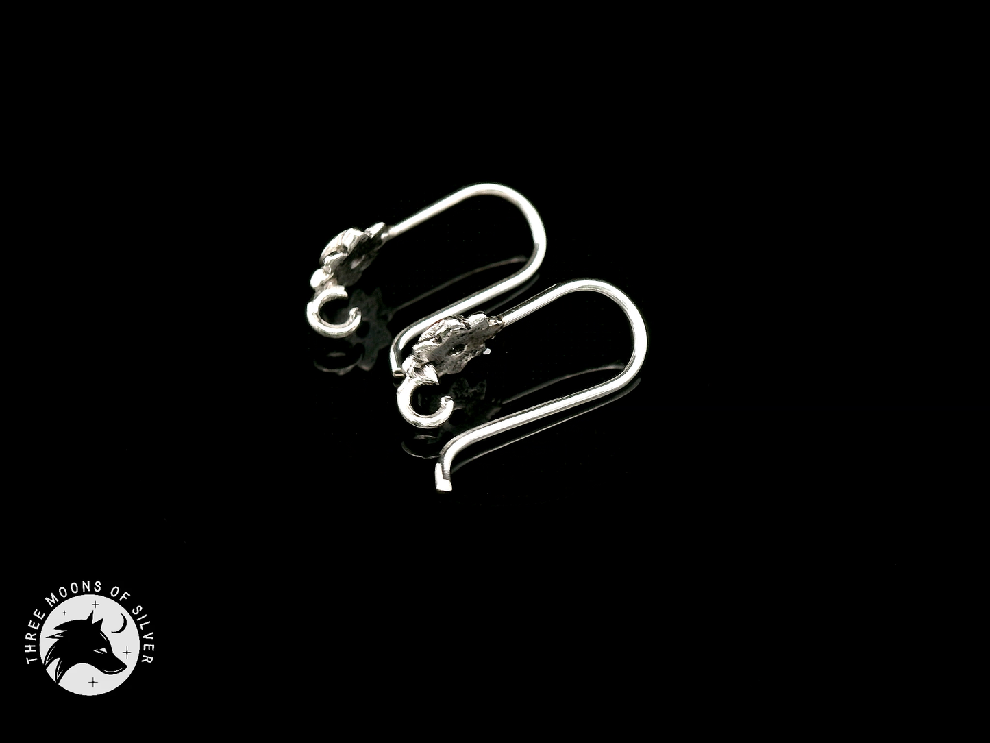 Silver Fish Hook Earrings with Red Flower 14mm