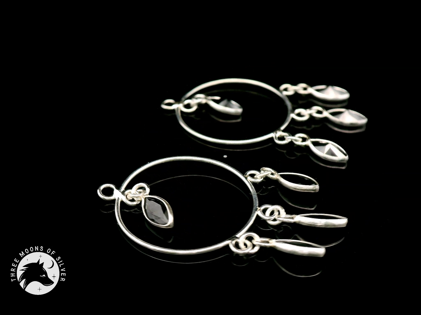 Stunning Silver Dangle Earrings 34mm