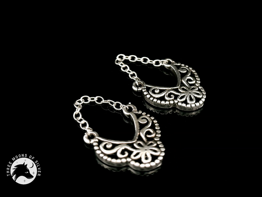 Exquisite Chain Silver Dangle Earrings 24mm