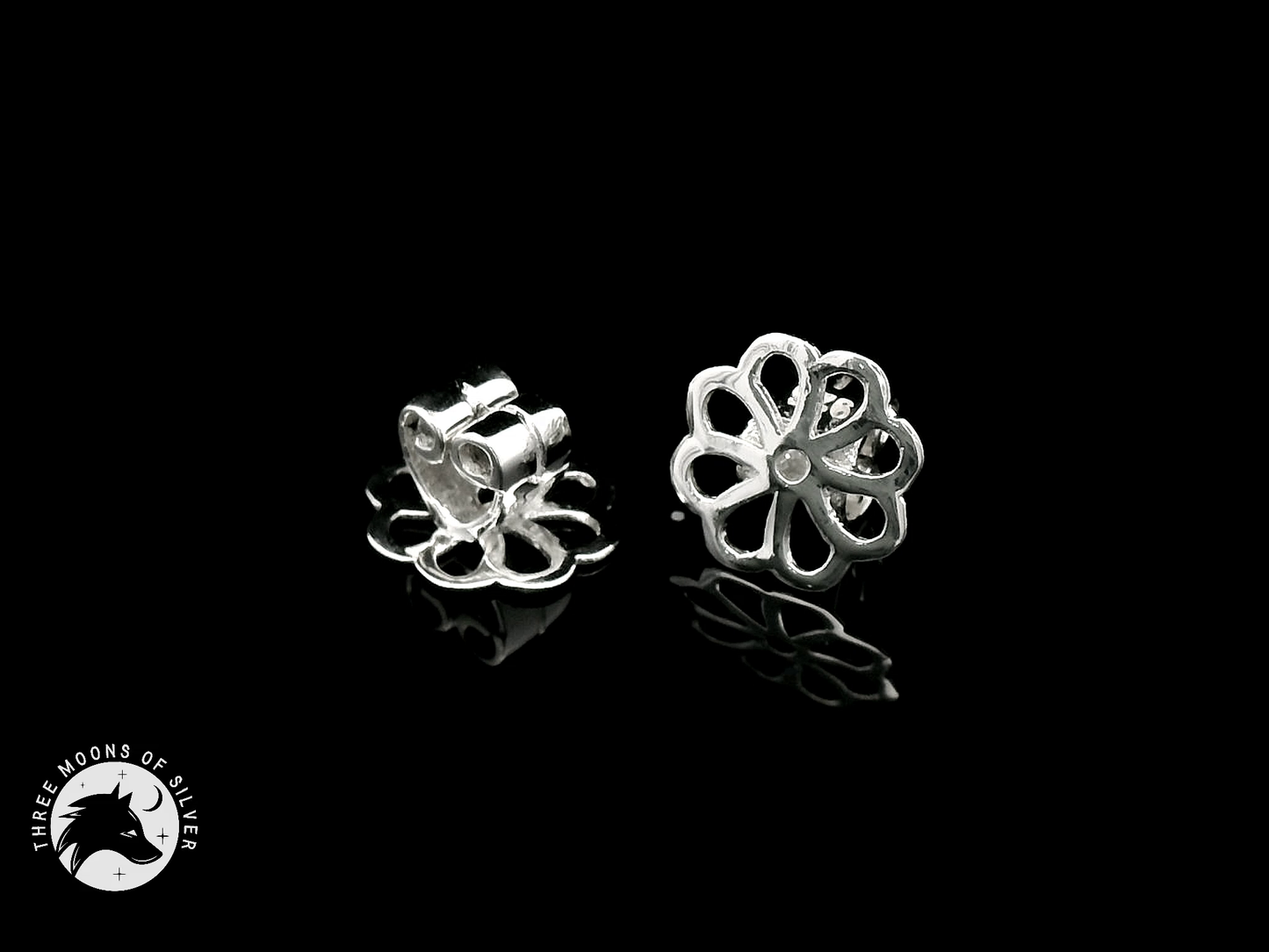 Elegant Silver Flower Butterfly Earrings 8mm