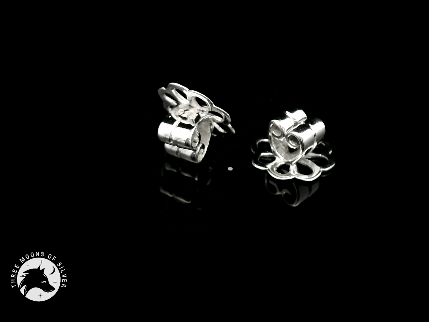 Elegant Silver Flower Butterfly Earrings 8mm