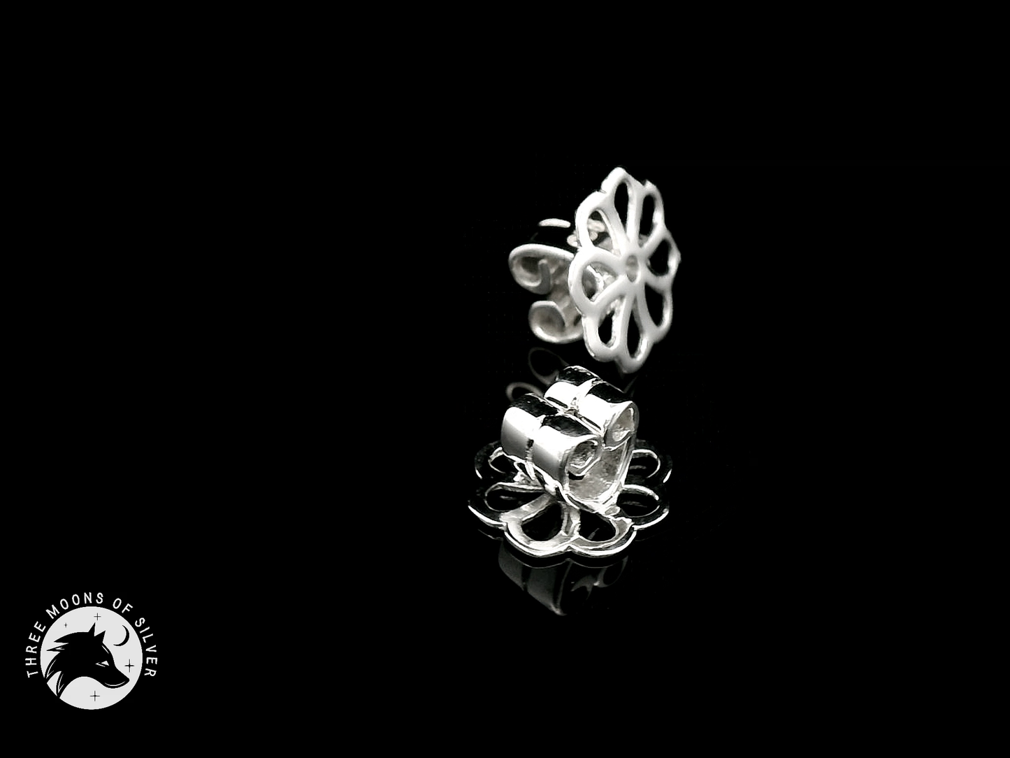 Elegant Silver Flower Butterfly Earrings 8mm