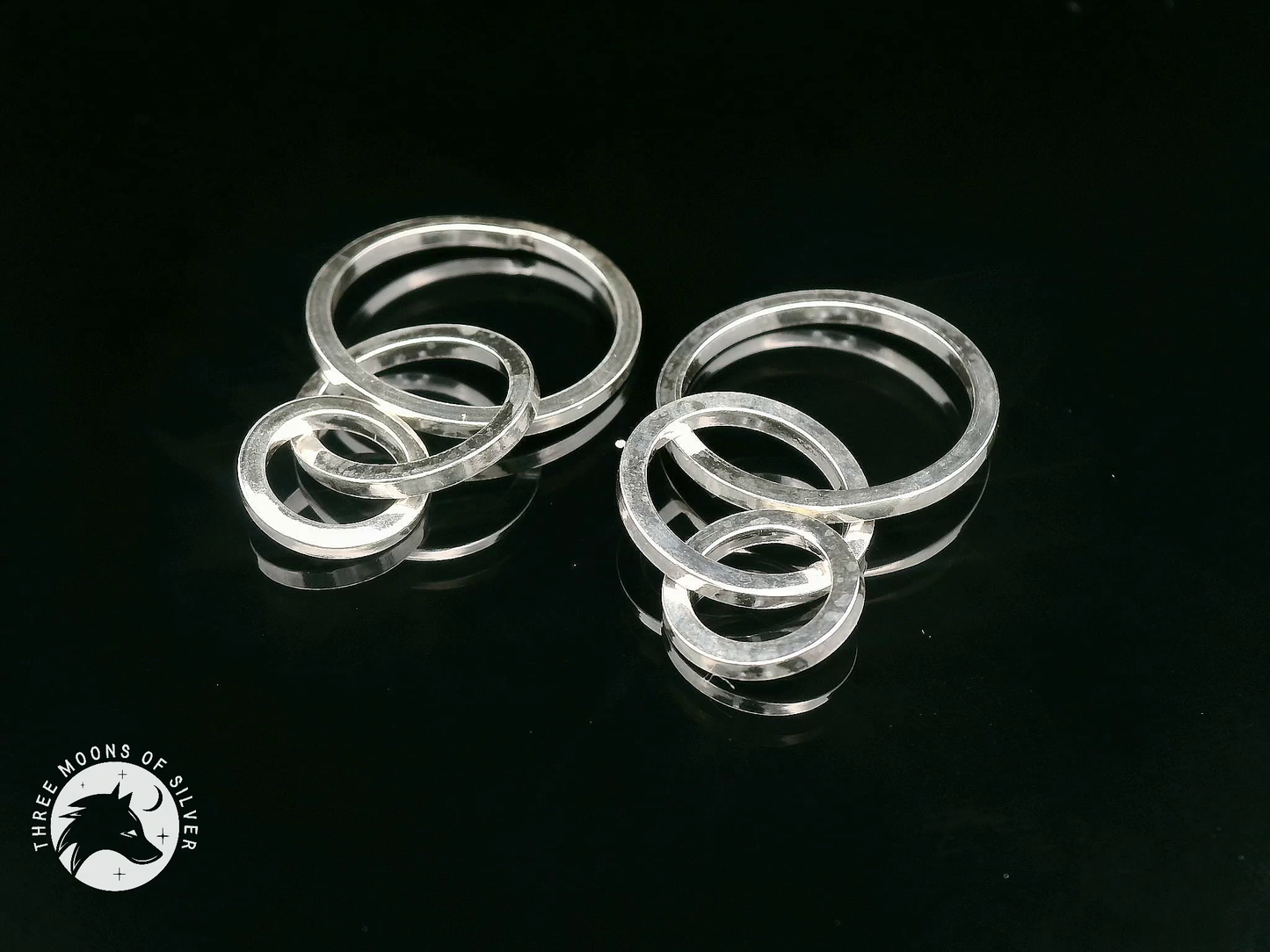 Elegant Silver Rings Dangle Earrings 30mm