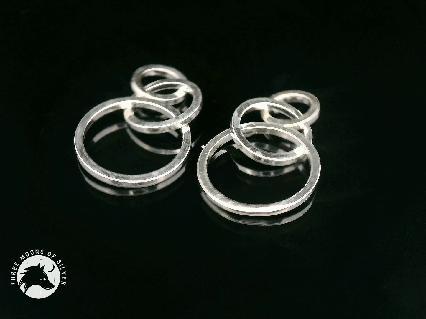 Elegant Silver Rings Dangle Earrings 30mm
