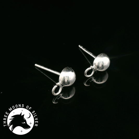 Elegant Silver Half Sphere Stud Earrings 15mm