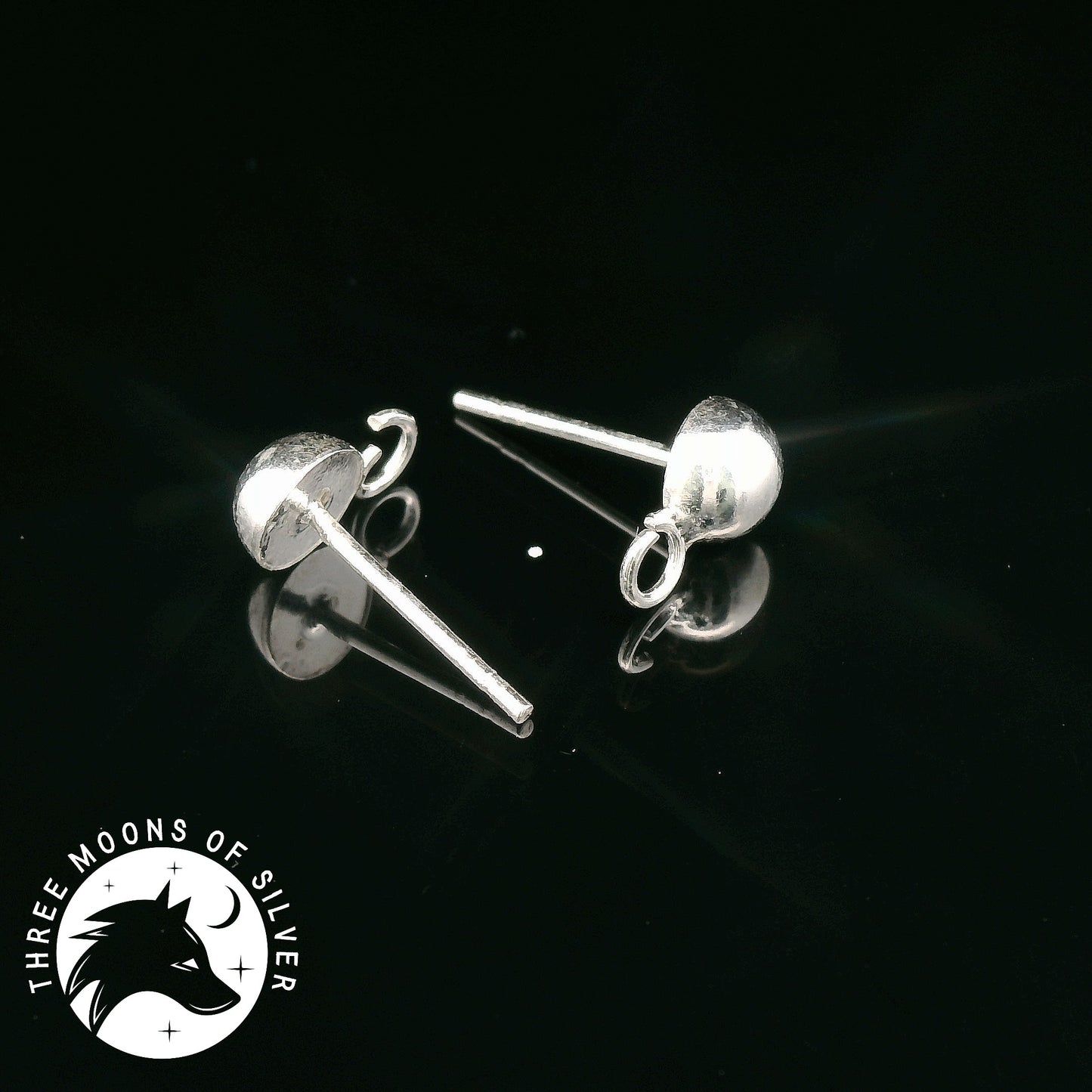 Elegant Silver Half Sphere Stud Earrings 15mm