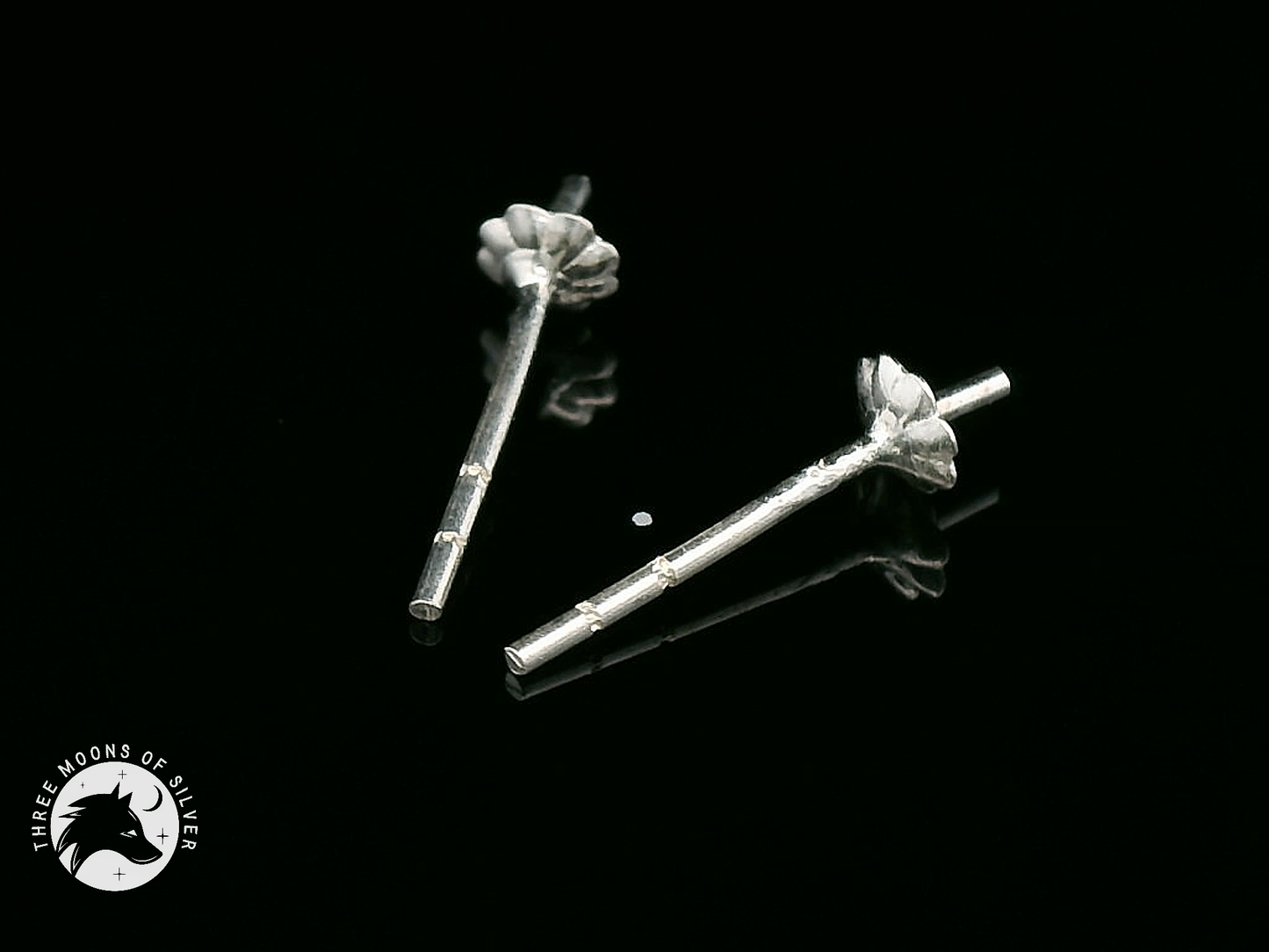 Elegant Silver Stud Flower Earrings 4mm