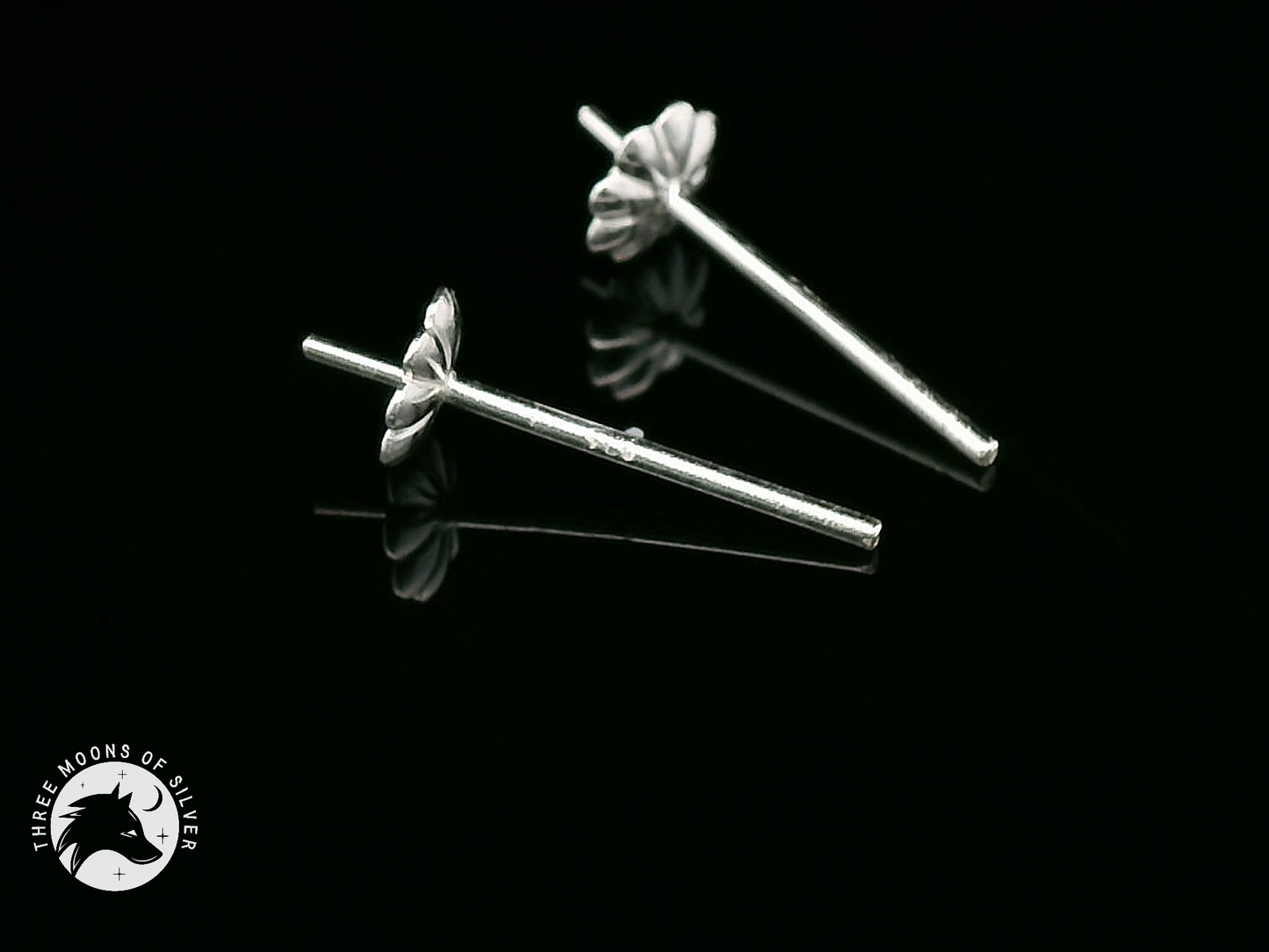 Elegant Silver Stud Flower Earrings 5mm