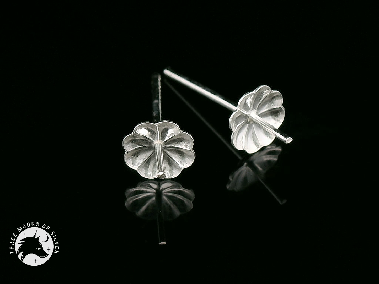 Elegant Silver Stud Flower Earrings 6mm