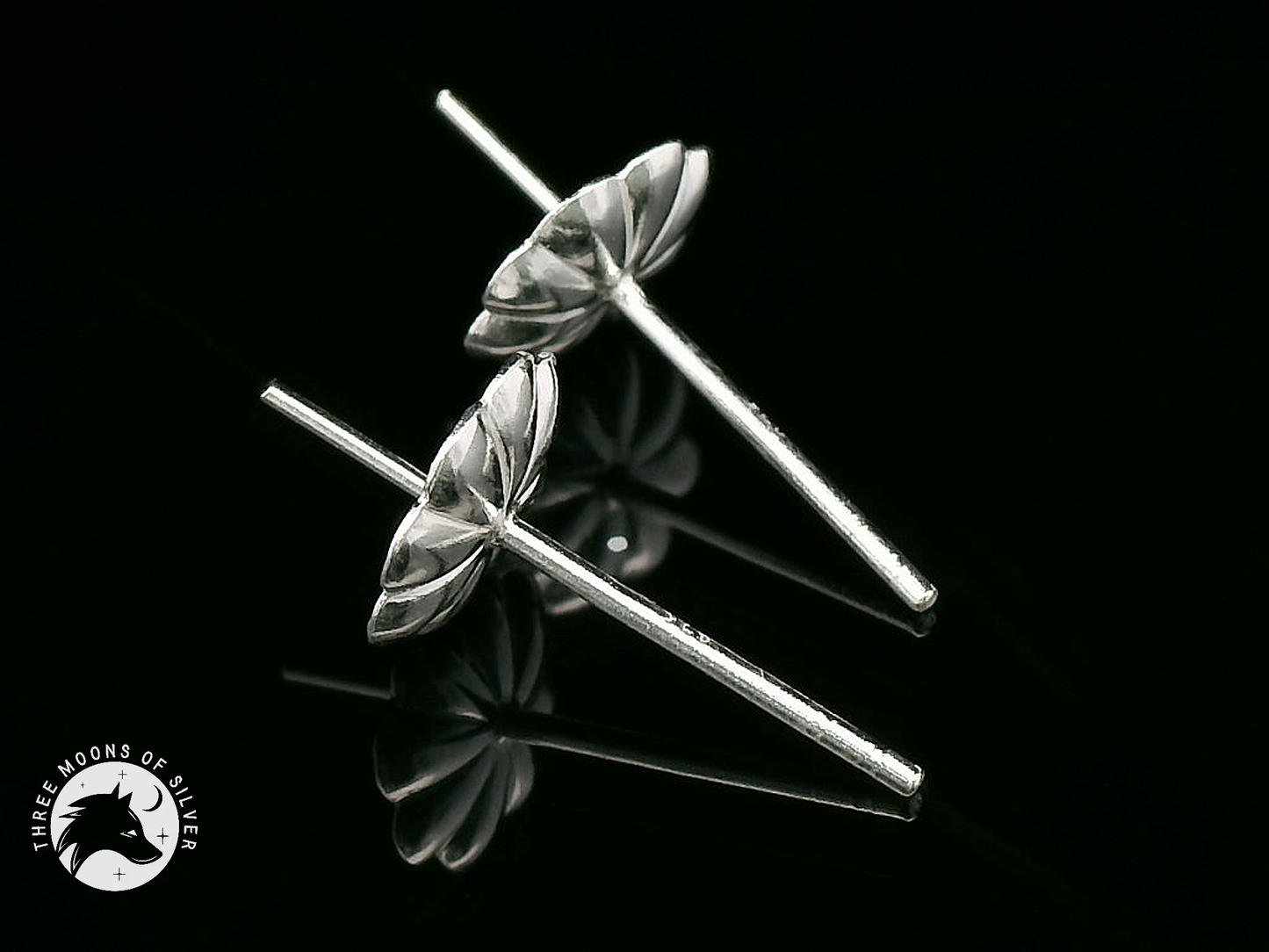 Elegant Silver Stud Flower Earrings 8mm