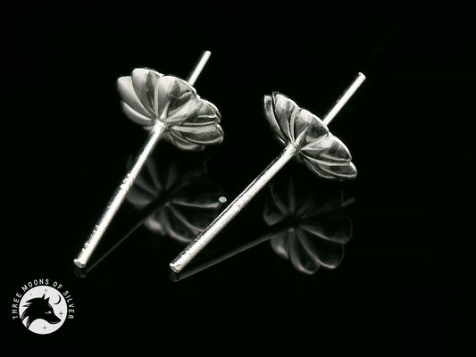Elegant Silver Stud Flower Earrings 8mm