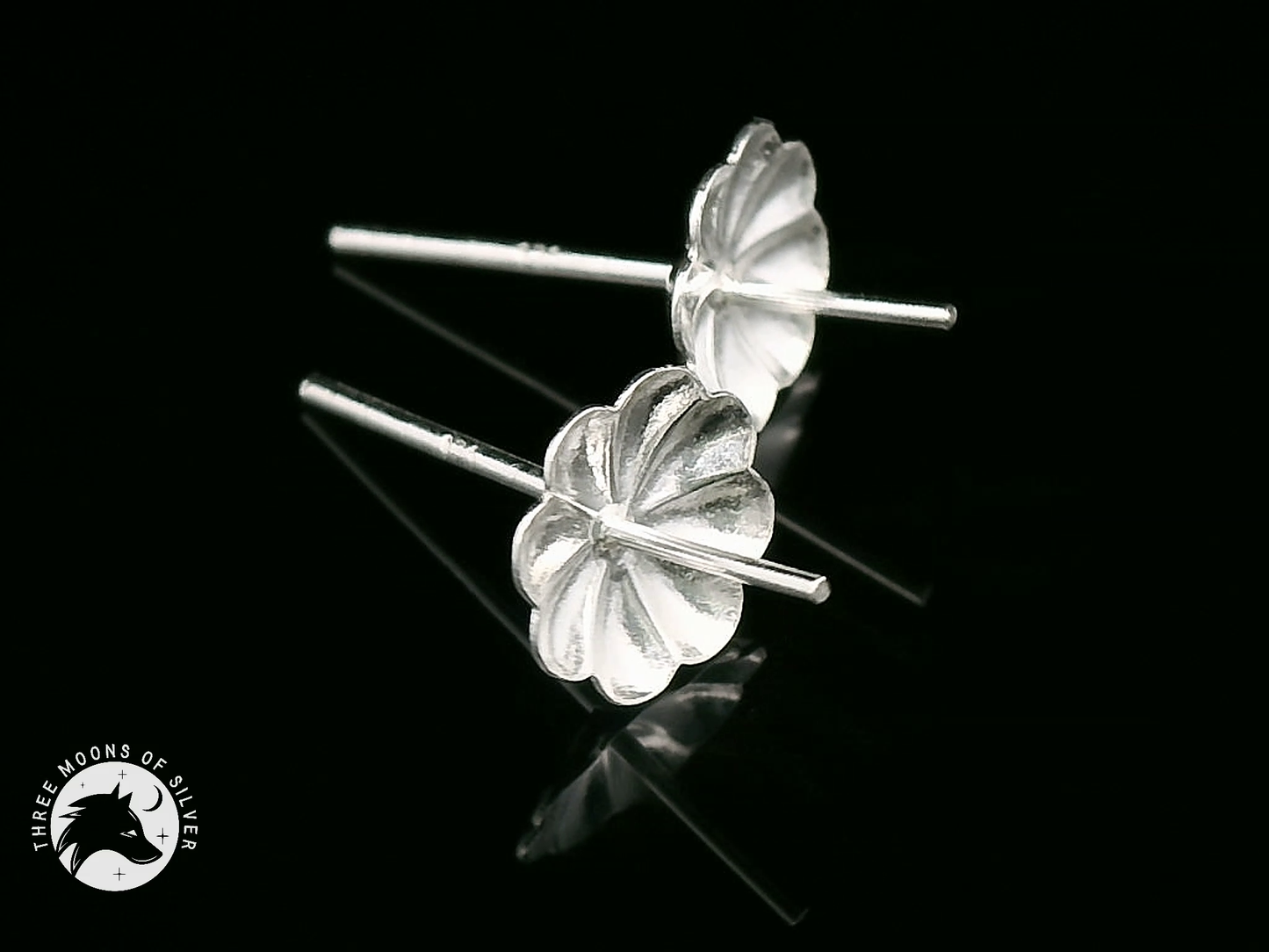 Elegant Silver Stud Flower Earrings 8mm