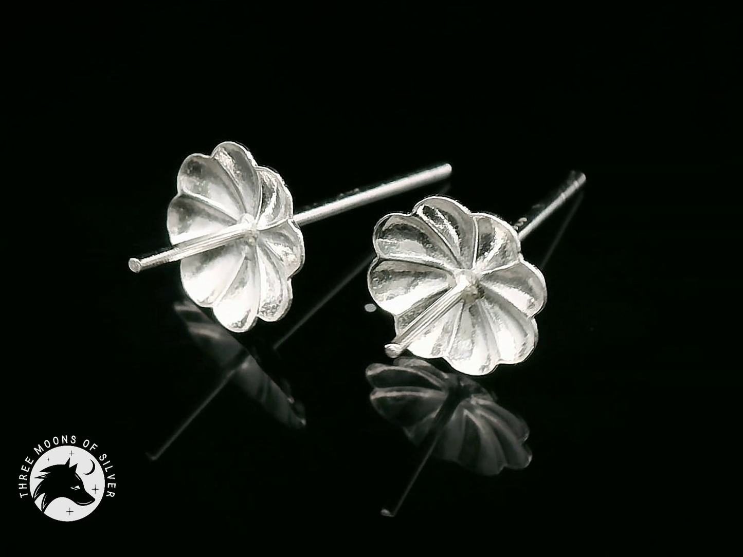 Elegant Silver Stud Flower Earrings 8mm
