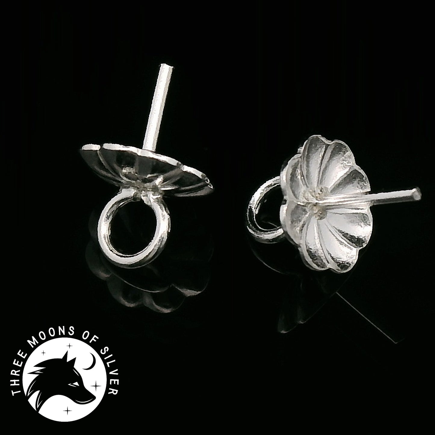 Elegant Silver Flower Earrings 6mm