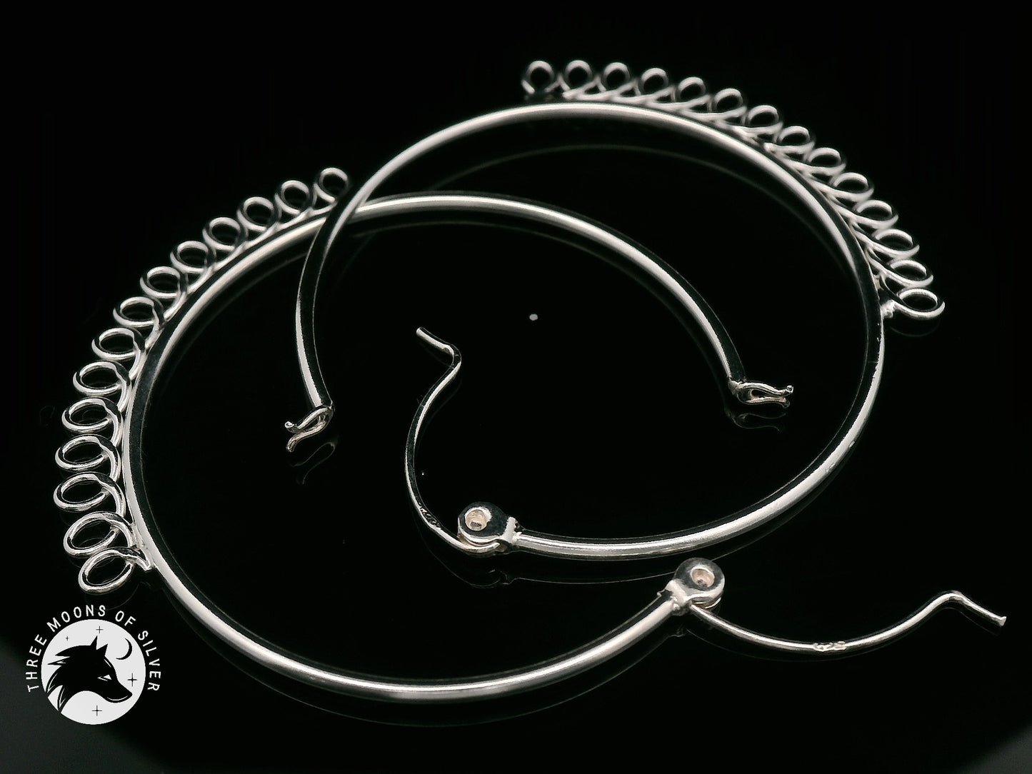 Elegant Silver Hoop Earrings 35mm