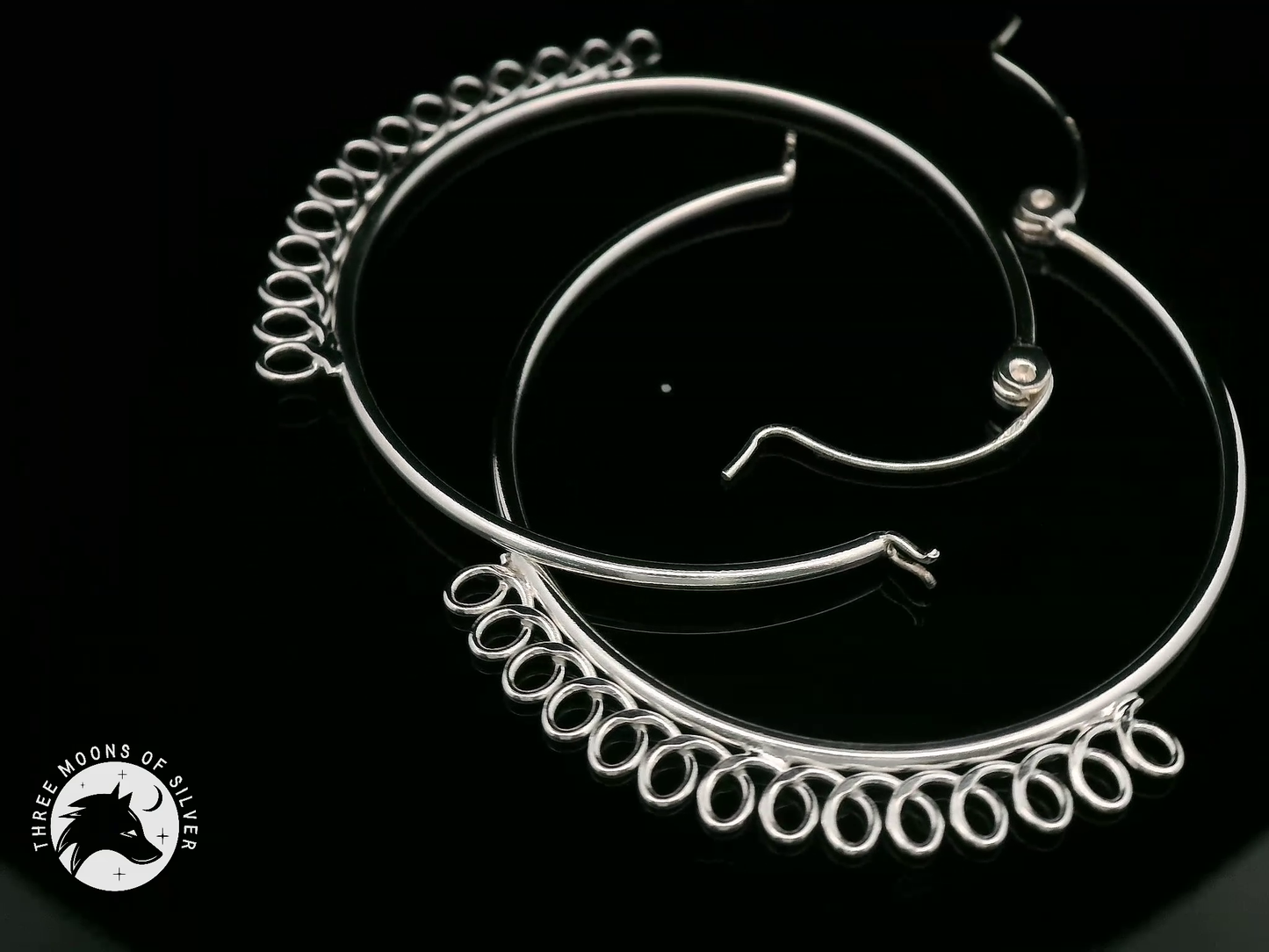 Elegant Silver Hoop Earrings 35mm