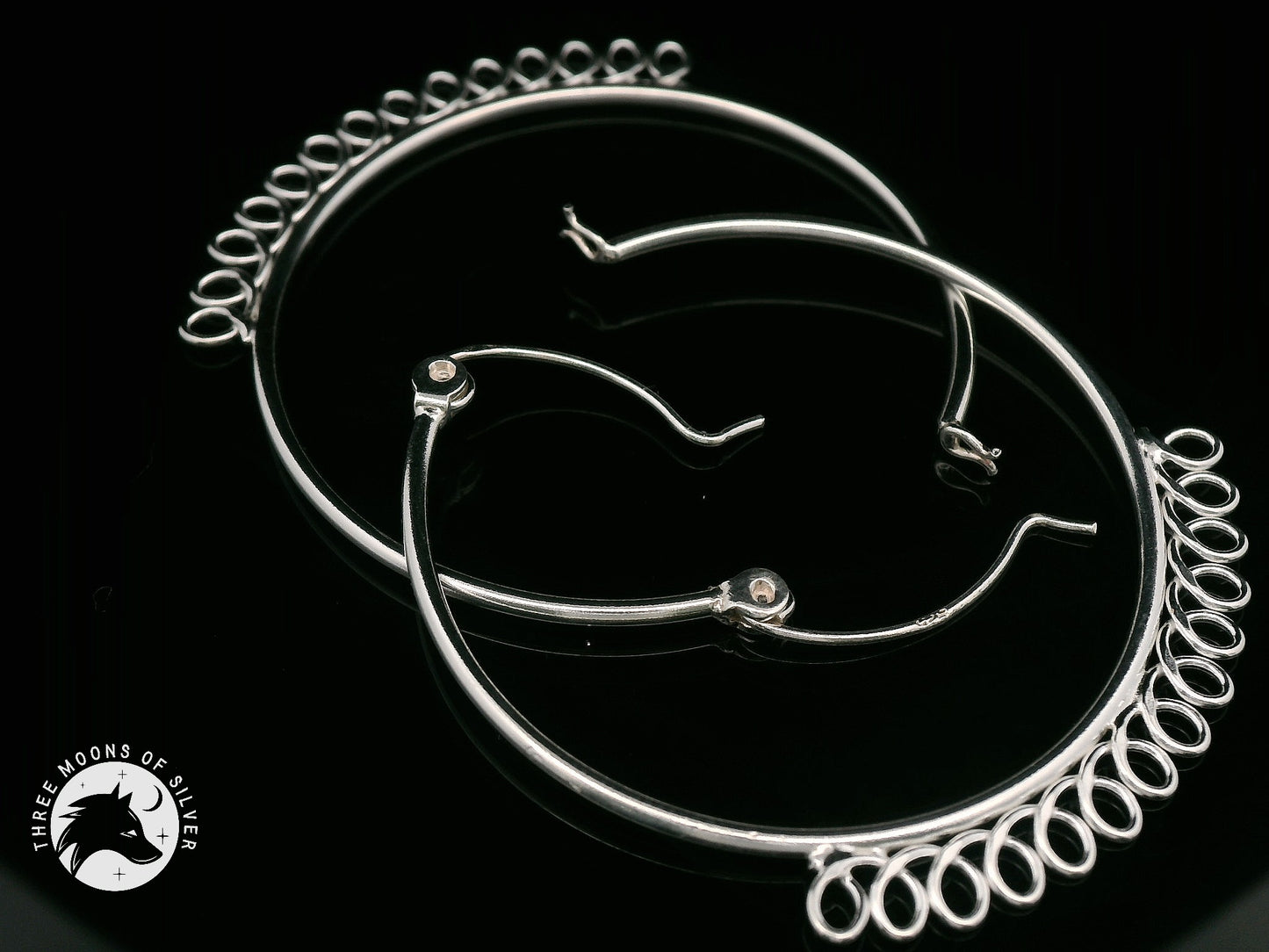 Elegant Silver Hoop Earrings 35mm