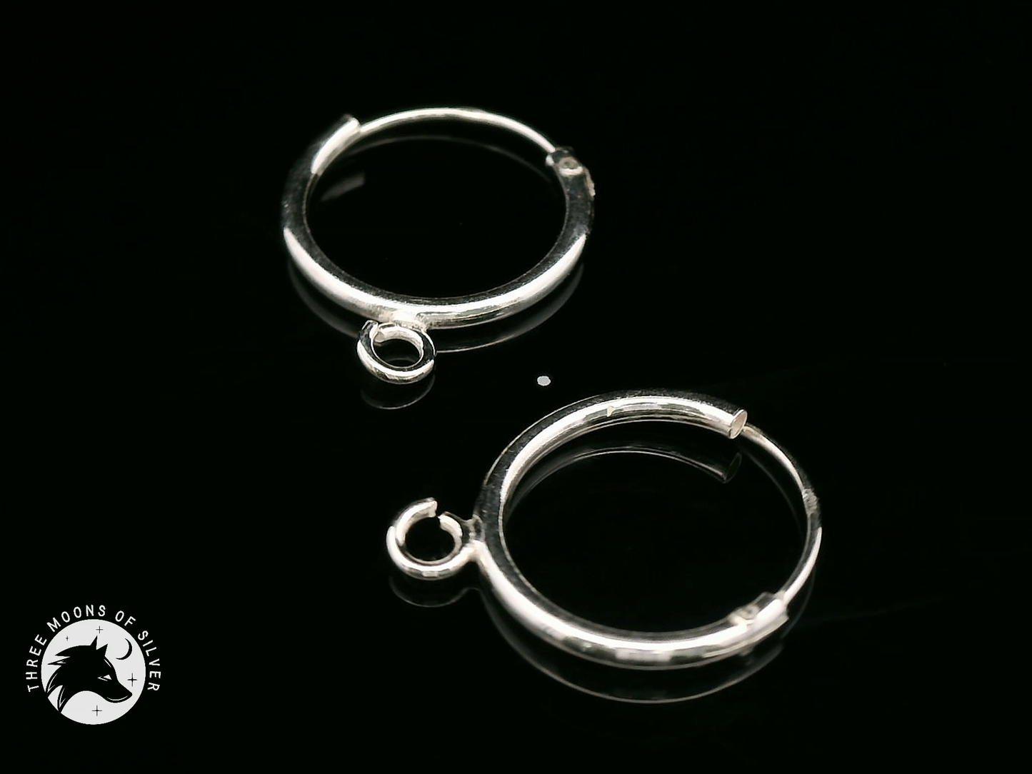 Elegant Silver Hoop Earrings 14mm