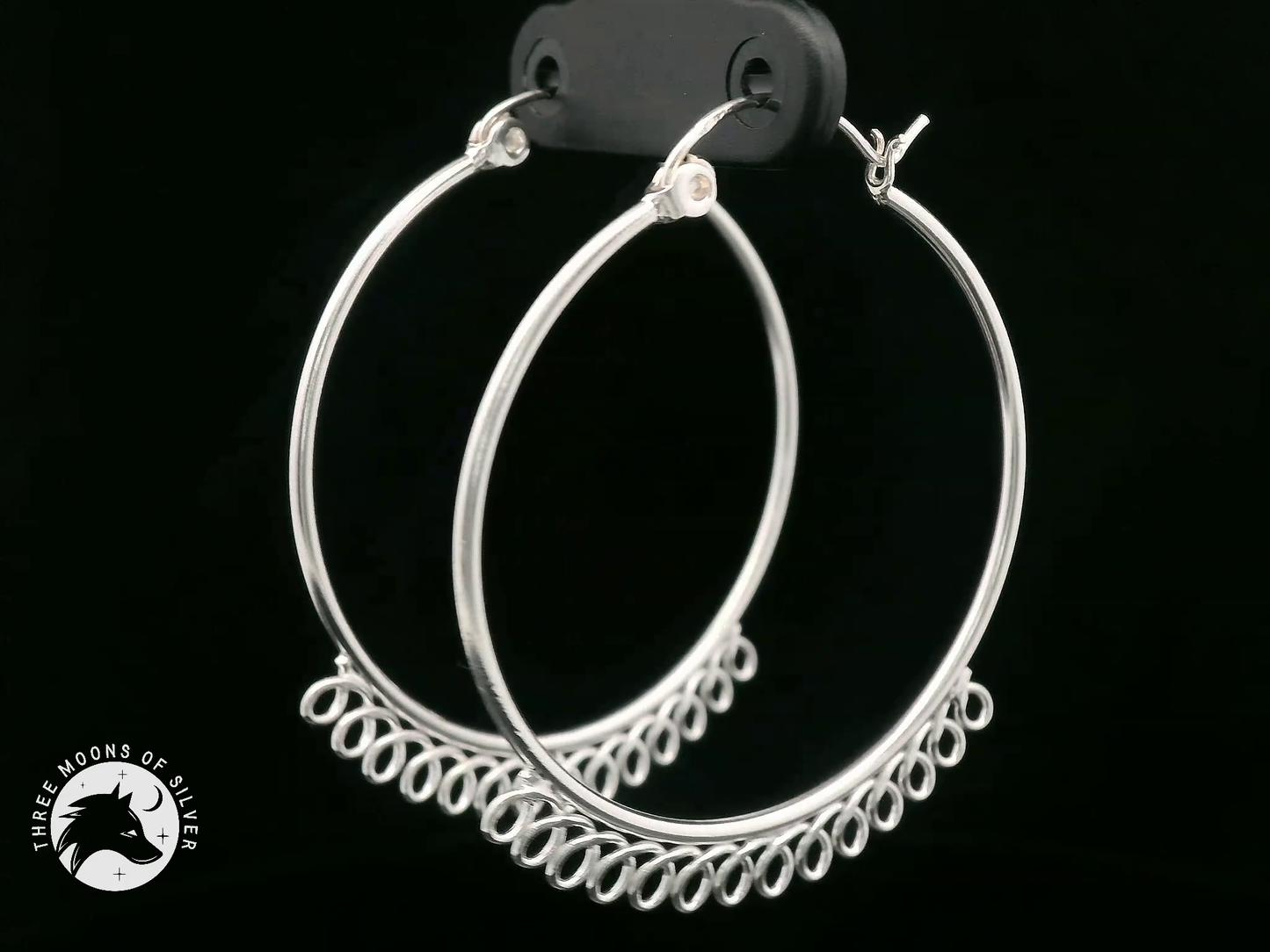 Elegant Silver Hoop Earrings 35mm