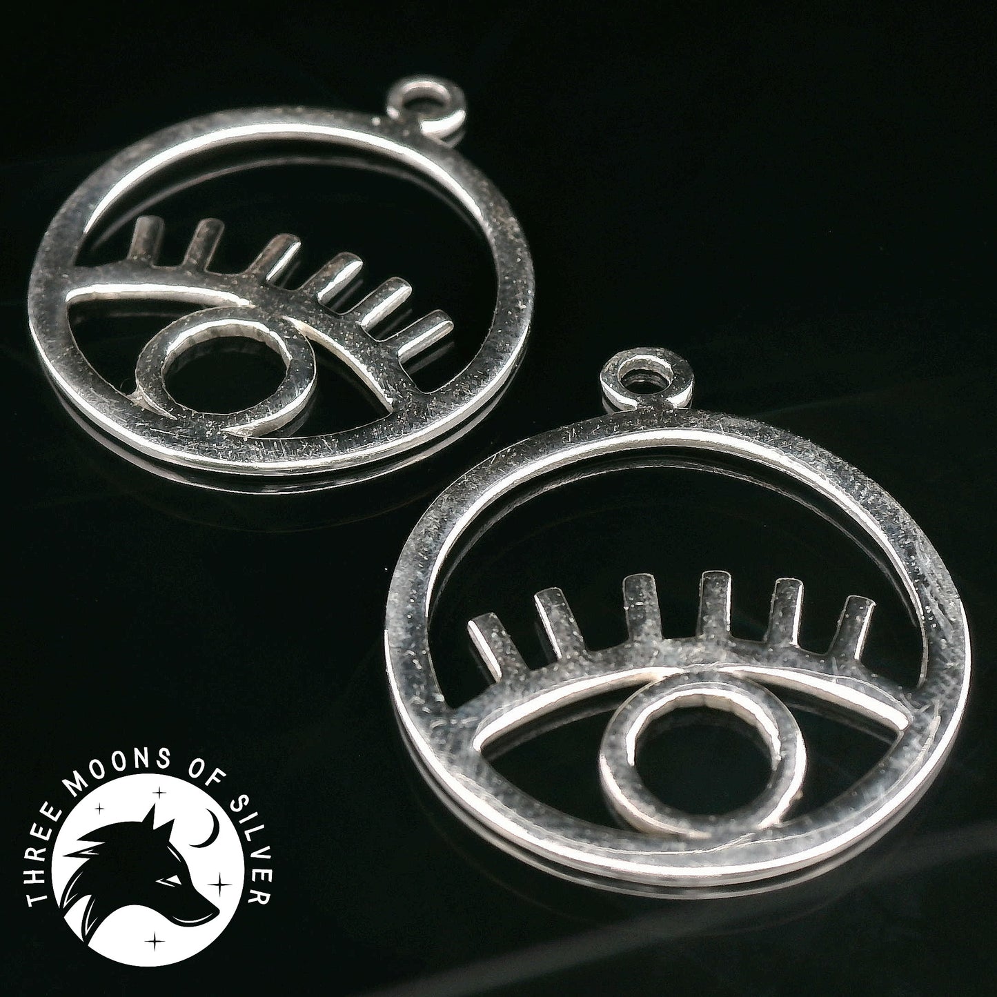 Silver Eye-Shaped Drop Earrings 23mm