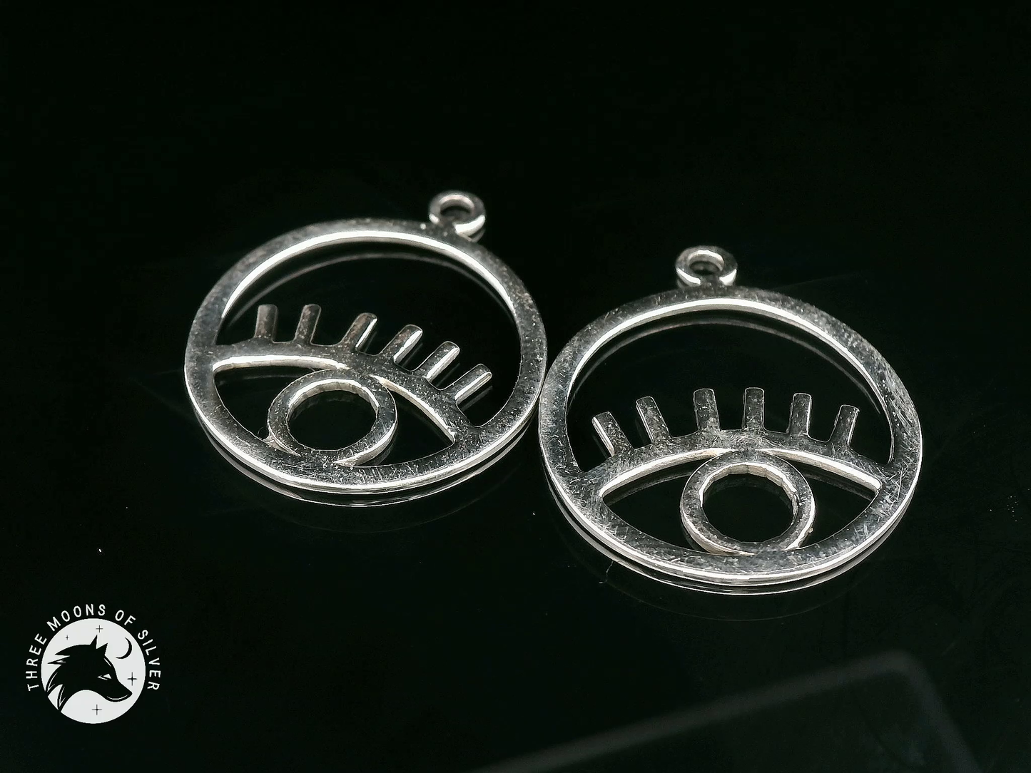 Silver Eye-Shaped Drop Earrings 23mm