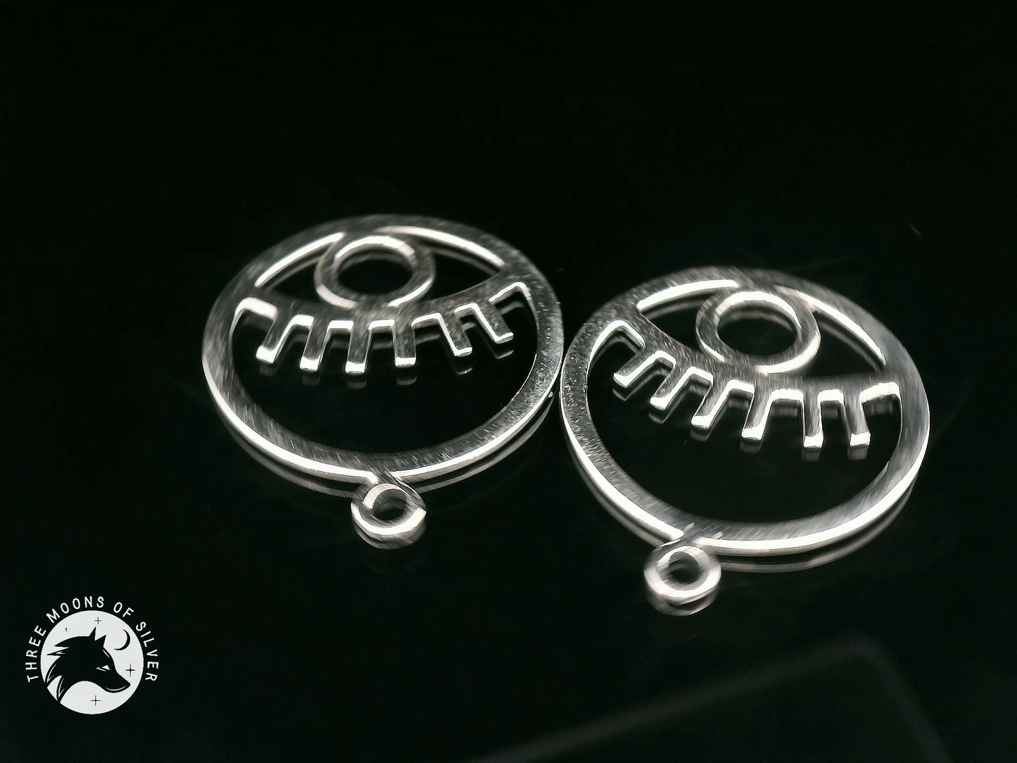 Silver Eye-Shaped Drop Earrings 23mm