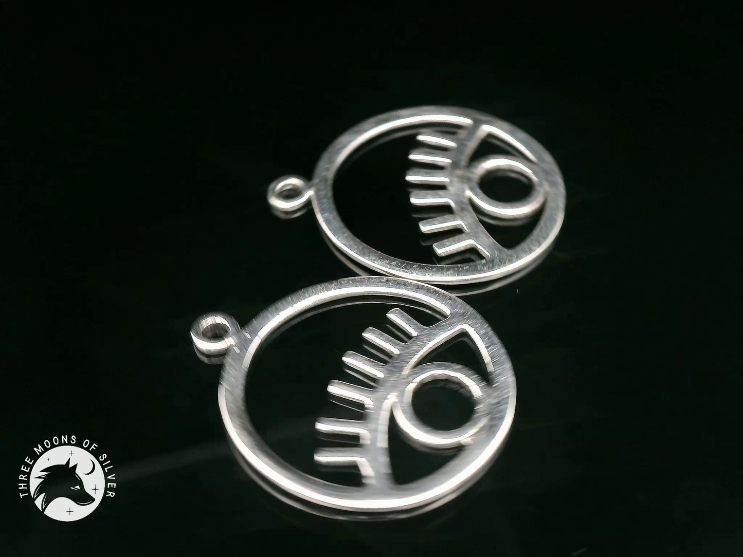 Silver Eye-Shaped Drop Earrings 23mm