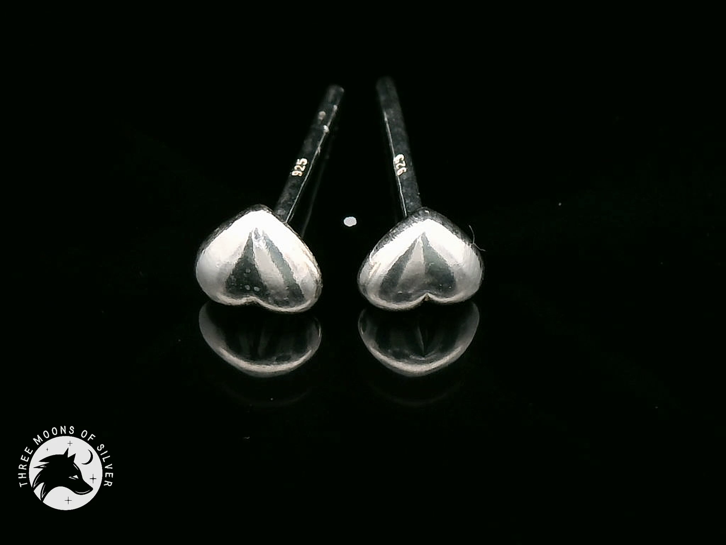 Elegant Silver Heart Stud Earrings 5mm