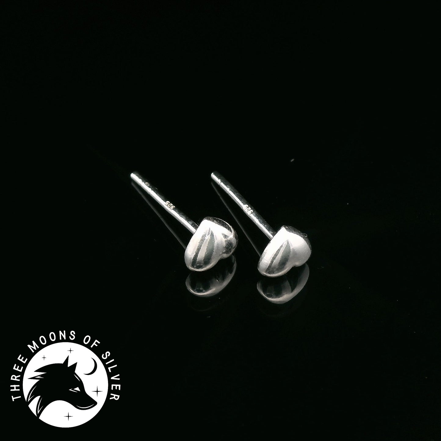Elegant Silver Heart Stud Earrings 6mm