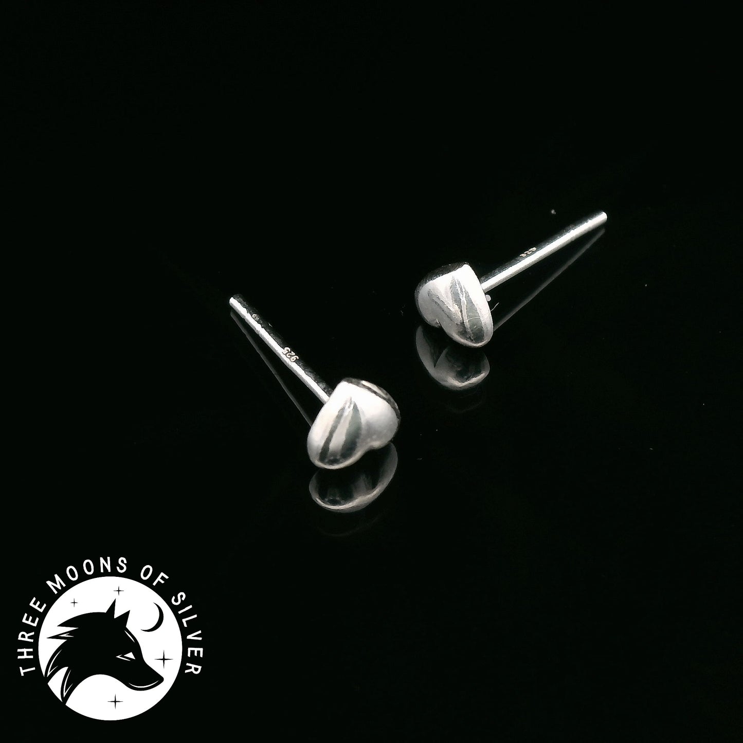 Elegant Silver Heart Stud Earrings 5mm