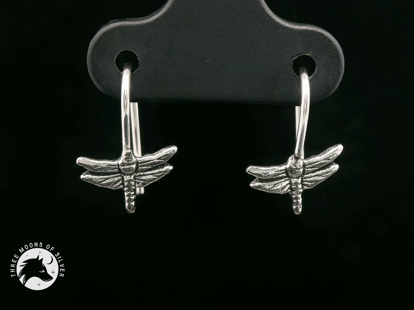 Dragonfly Silver Fish Hook Earrings 16mm
