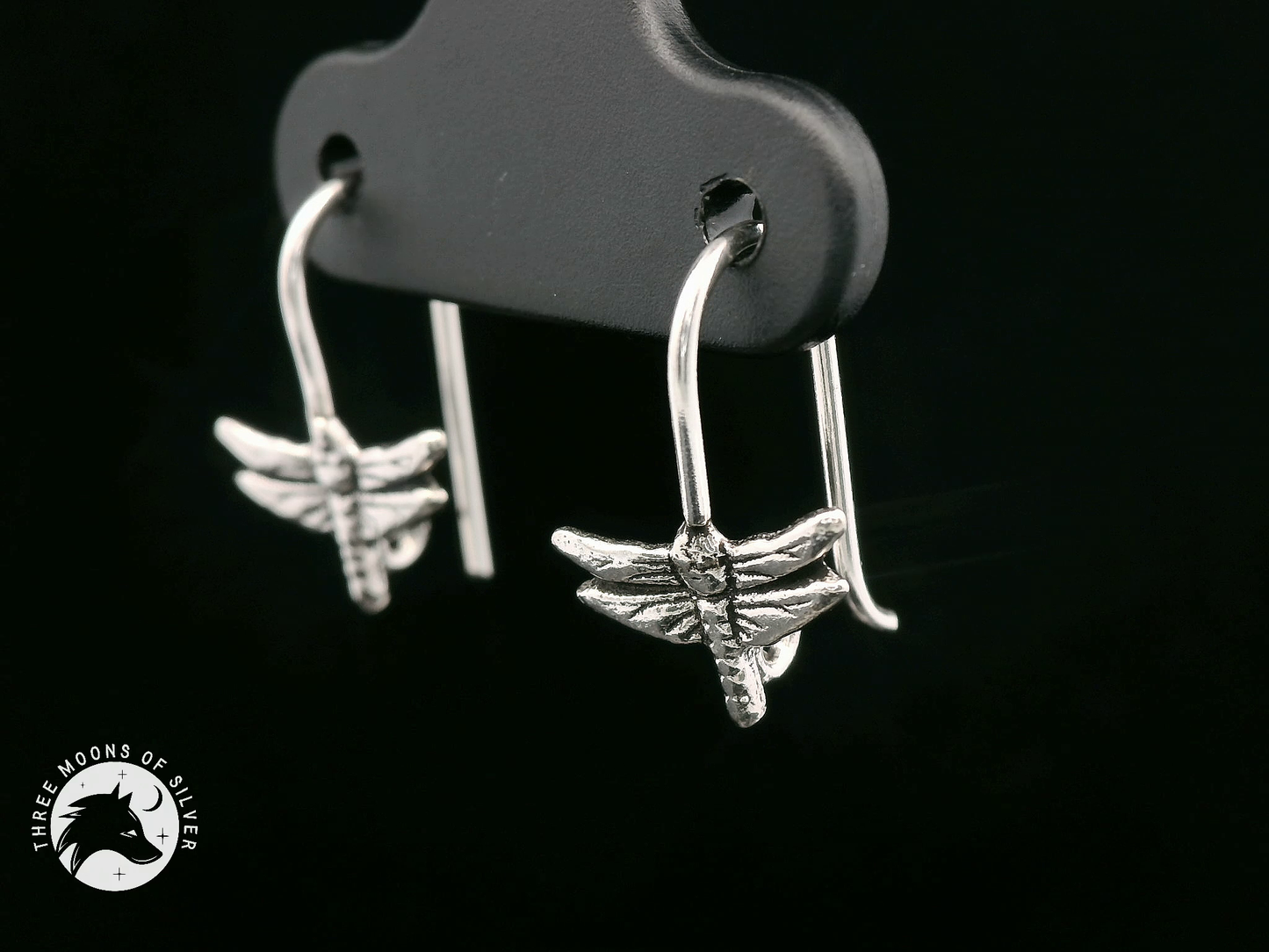 Dragonfly Silver Fish Hook Earrings 16mm