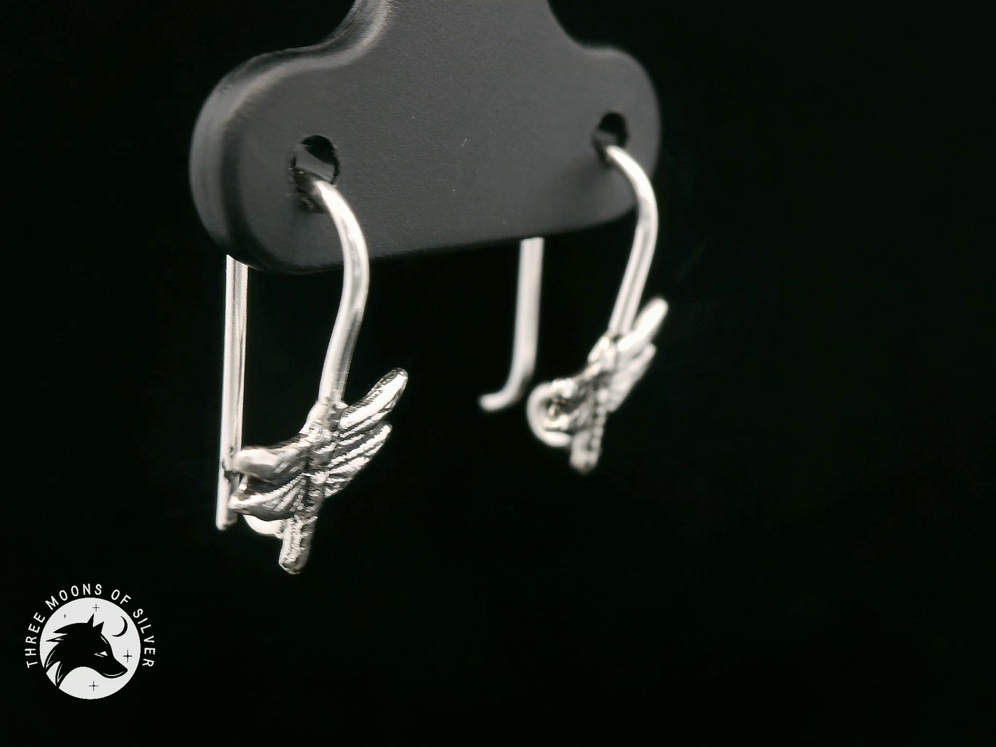 Dragonfly Silver Fish Hook Earrings 16mm