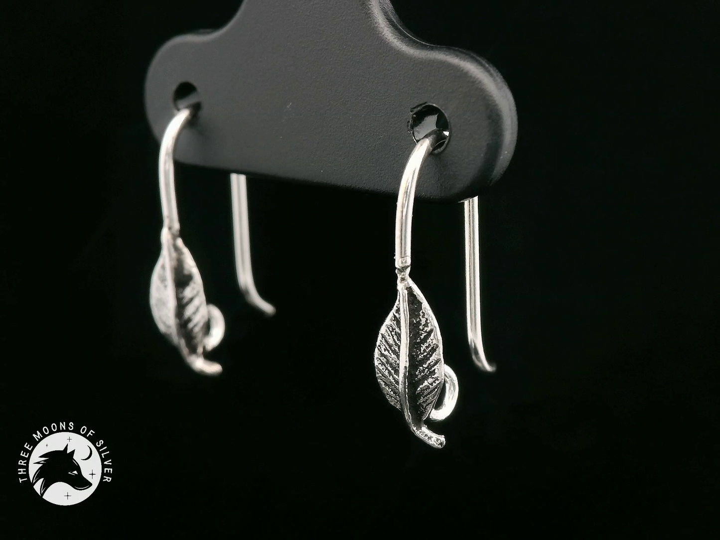 Silver Leaf Fish Hook Earrings 16mm