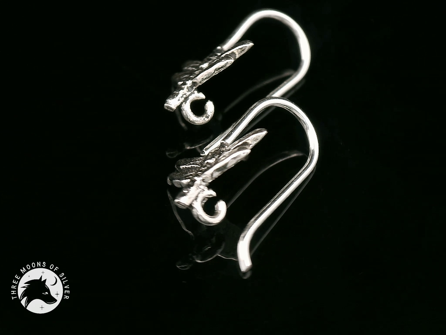 Dragonfly Silver Fish Hook Earrings 16mm