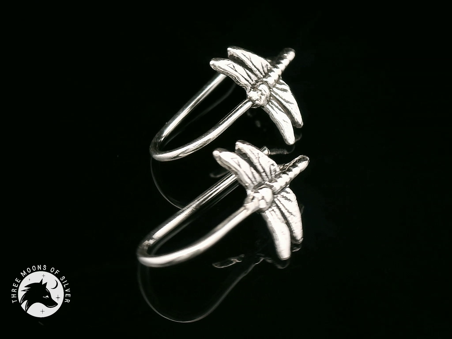 Dragonfly Silver Fish Hook Earrings 16mm