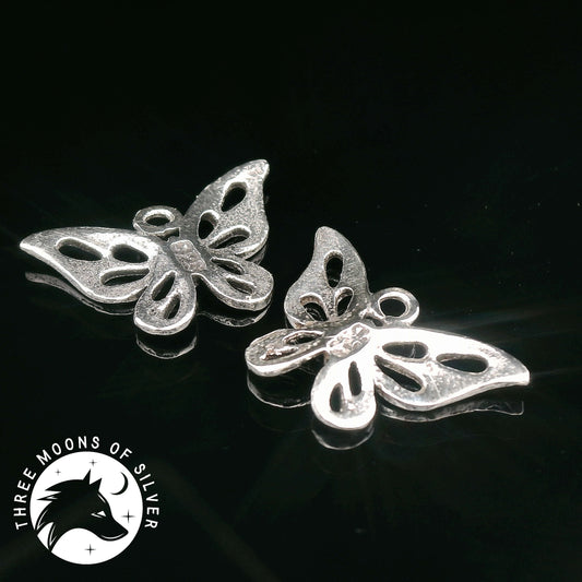 Elegant Silver Butterfly Drop Earrings 10mm