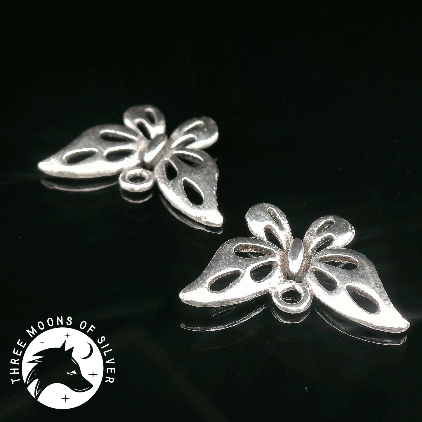 Elegant Silver Butterfly Drop Earrings 10mm