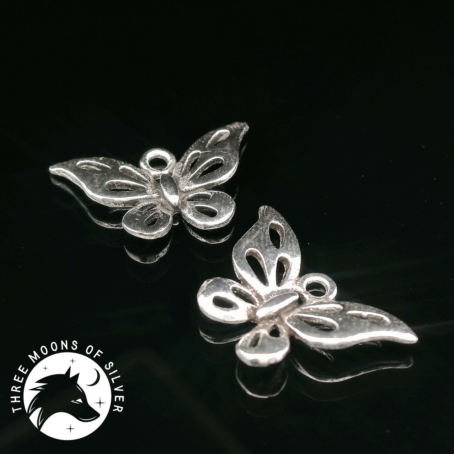 Elegant Silver Butterfly Drop Earrings 10mm