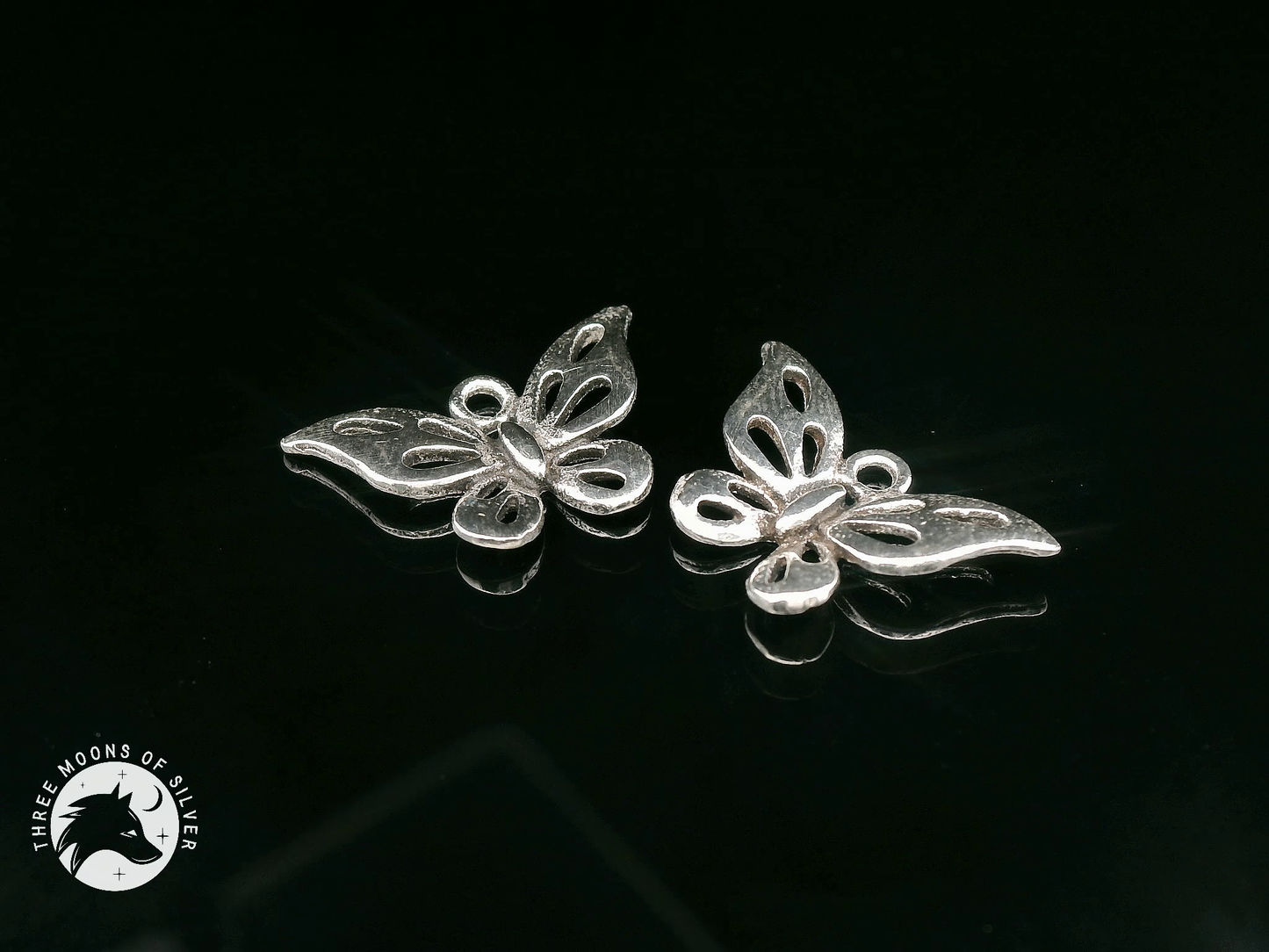 Elegant Silver Butterfly Drop Earrings 10mm