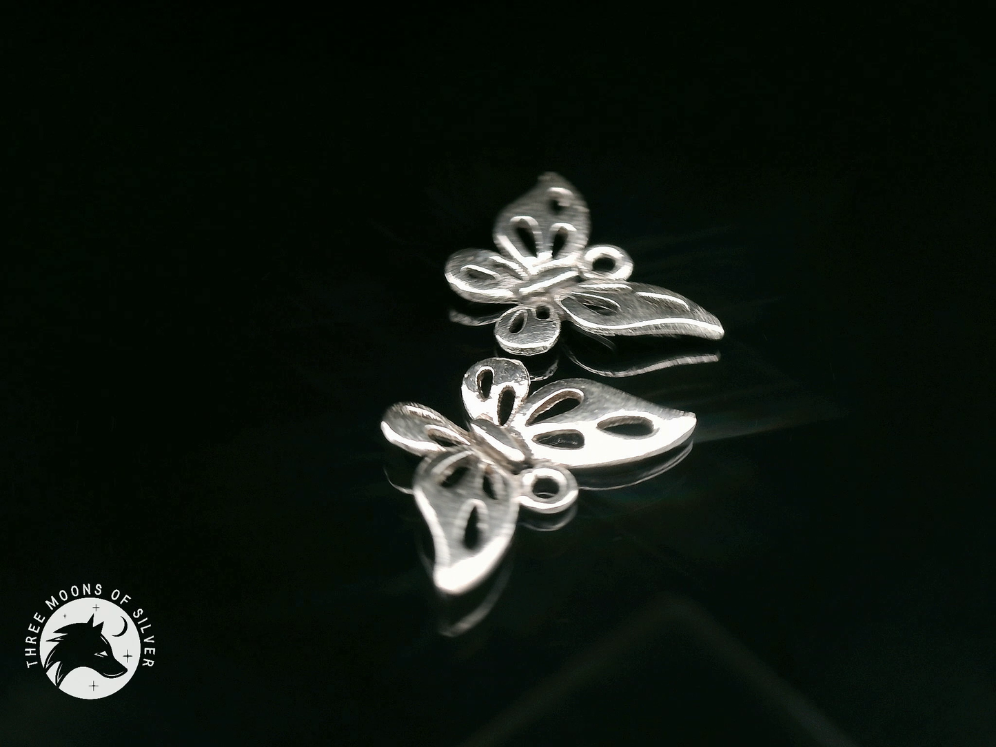 Elegant Silver Butterfly Drop Earrings 10mm