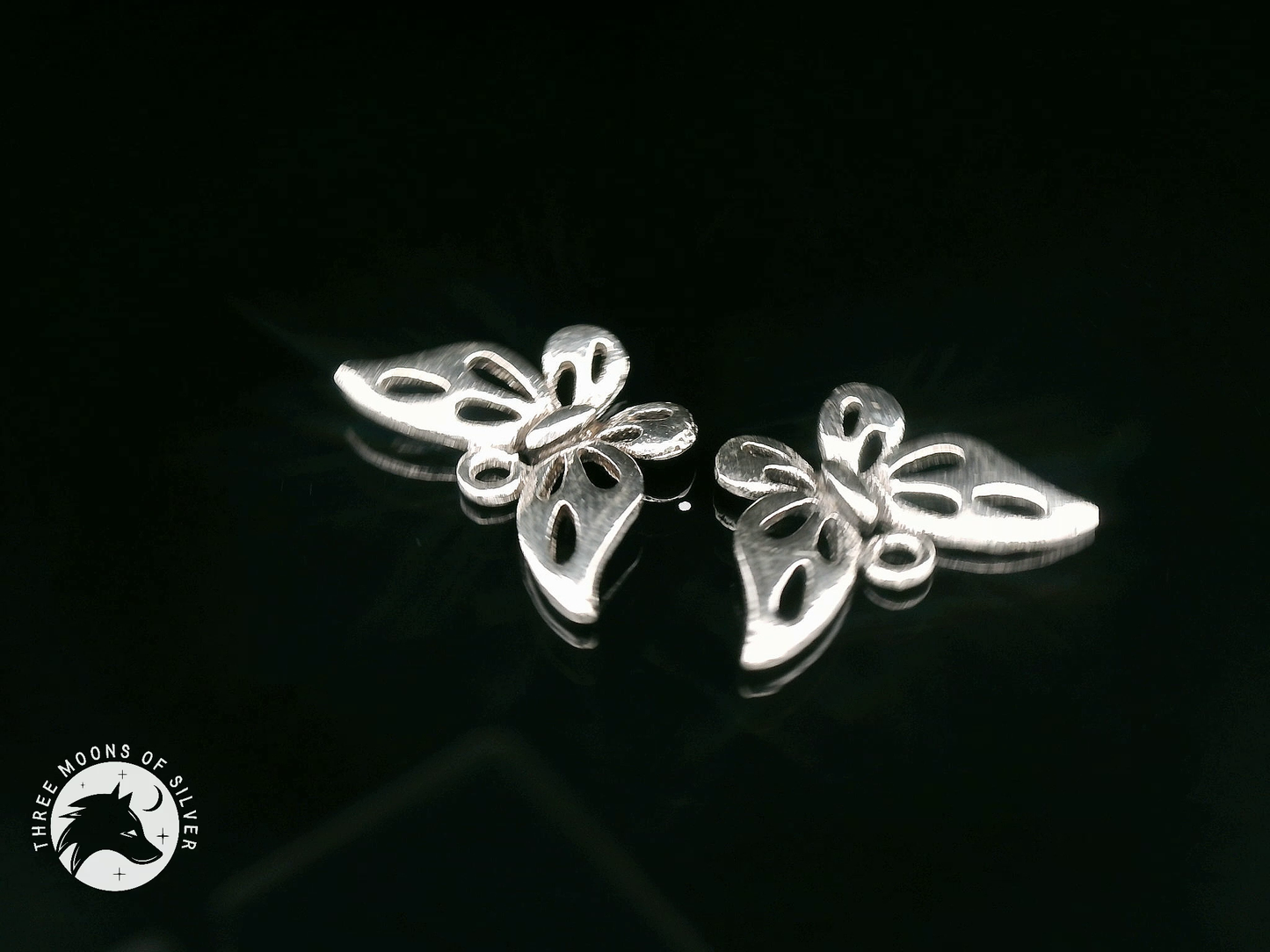 Elegant Silver Butterfly Drop Earrings 10mm