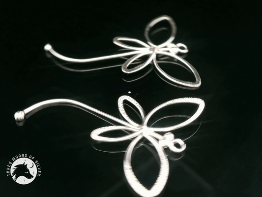 Elegant Silver Butterfly Drop Earrings 35mm