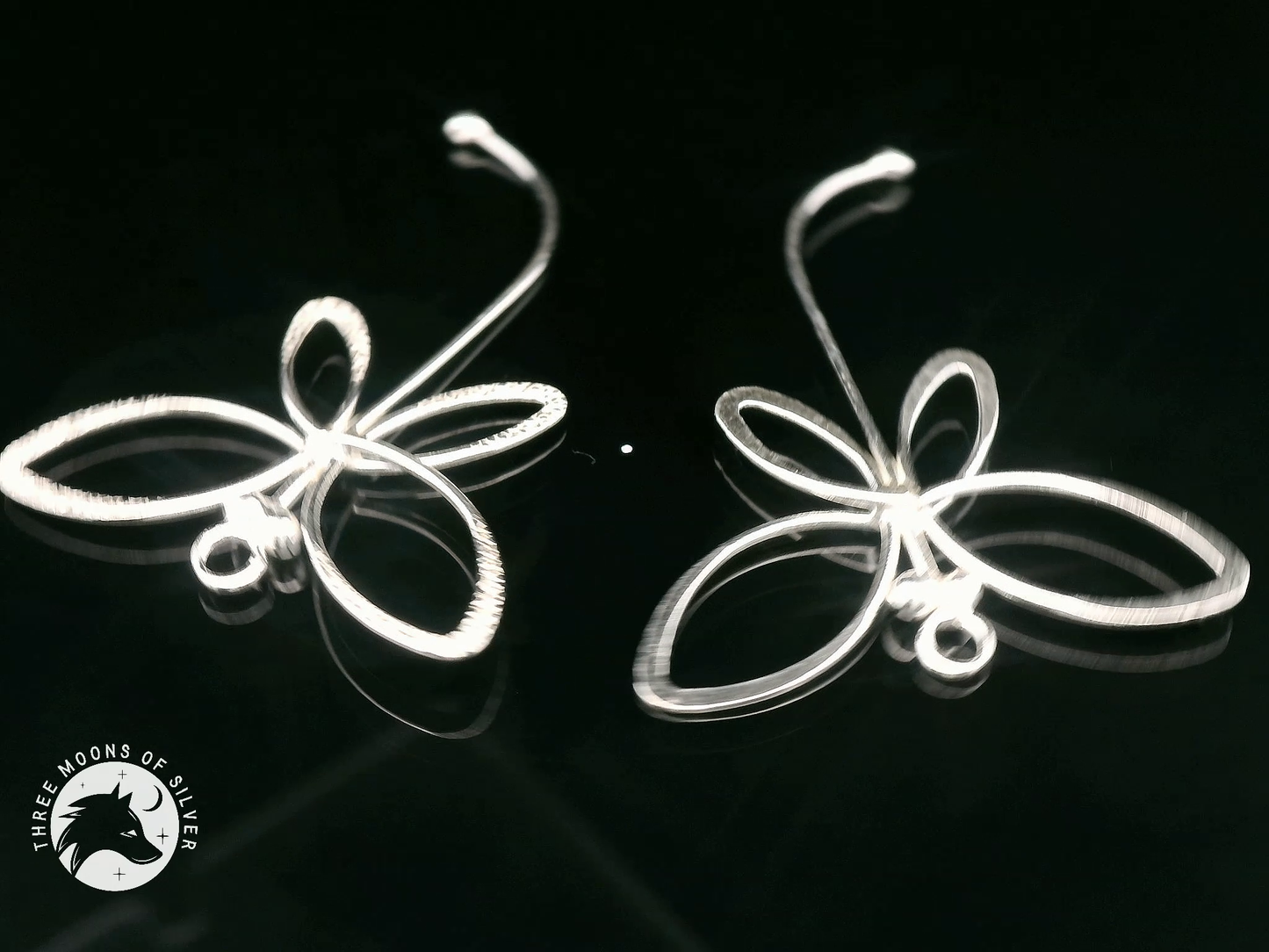 Elegant Silver Butterfly Drop Earrings 35mm